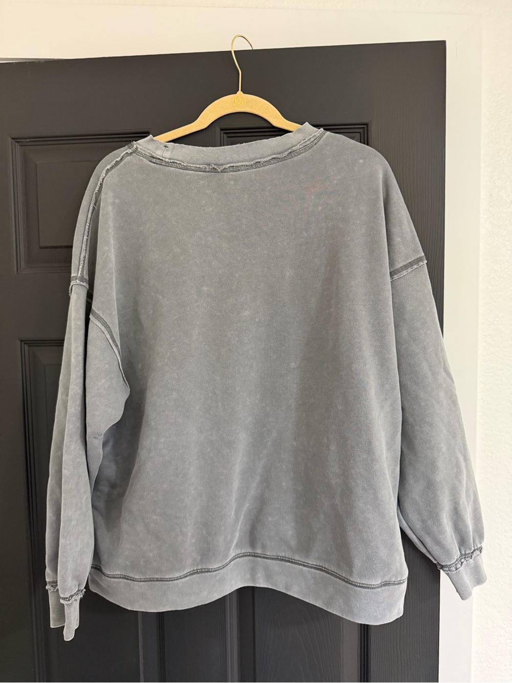FP Movement by Free People Washed Charcoal Oversized Metti Distressed Crewneck - Picture 7 of 10